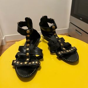 Black miu miu studded gladiator sandals